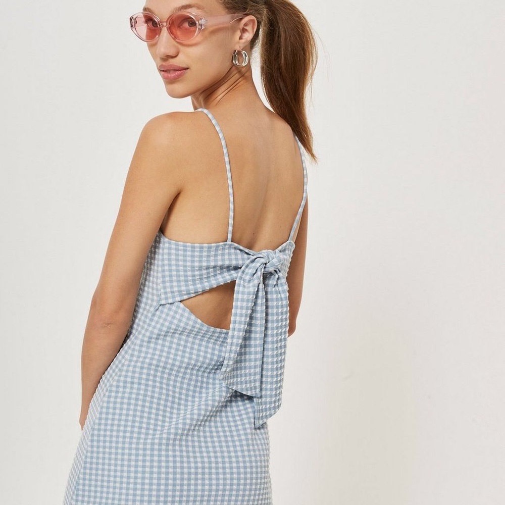 Gingham Mini Pinafore Dress